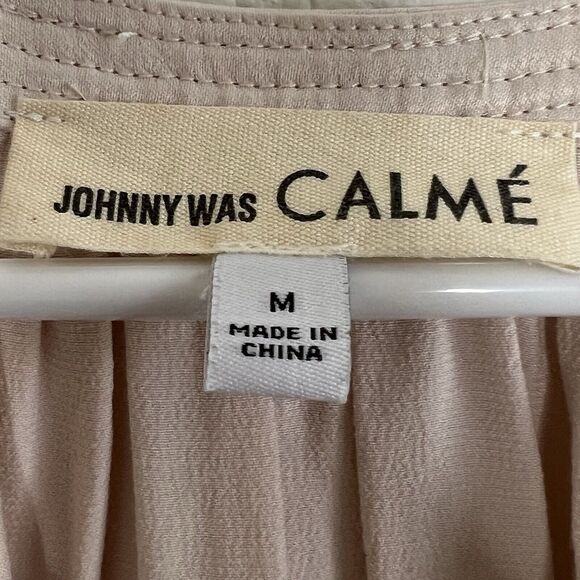 Johnny Was CALME Ivory Peasent Fringe Long Sleeve Blouse Double Tassel Medium - Picture 7 of 7